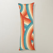 Blauw/Sinaasappel/Cream Retro Regenboog Strepen Pa Lichaamskussen (Achterkant (Verticaal))