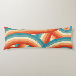 Blauw/Sinaasappel/Cream Retro Regenboog Strepen Pa Lichaamskussen