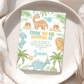 Blauw Sinaasappel Dinosaurus Verjaardag Dankjewel  Bedankkaart