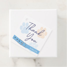 Blauw Sinaasappel Dog Paw Print Verjaardag Bedankt Bedankjes Labels