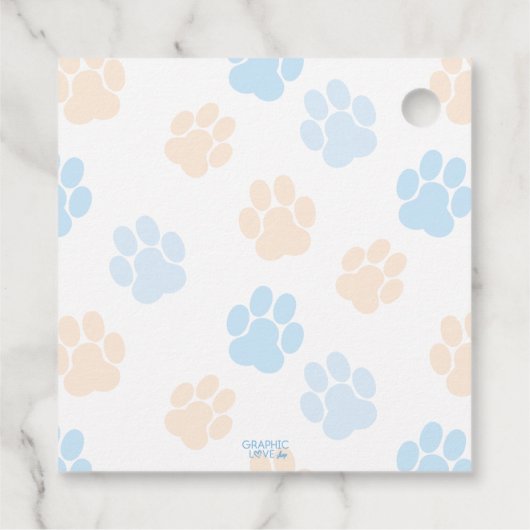 Blauw Sinaasappel Dog Paw Print Verjaardag Bedankt Bedankjes Labels (Achterkant)