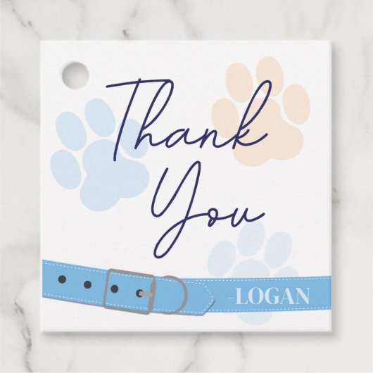 Blauw Sinaasappel Dog Paw Print Verjaardag Bedankt Bedankjes Labels (Voorkant)