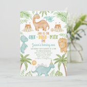 Blauw Sinaasappel Een Dino Mite Dinosaurus 1e Verj Kaart (Staand voorkant)