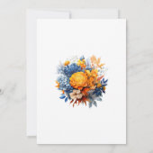 Blauw, Sinaasappel en geel Bloemen bruiloft Save The Date (Achterkant)