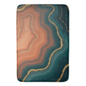 Blauw Sinaasappel en Goud Geode-Geïnspireerd Badmat (Voorkant Verticaal)