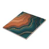 Blauw Sinaasappel en Goud Geode-Geïnspireerd Tegeltje (Zijkant)