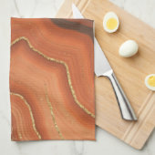 Blauw Sinaasappel en Goud Geode-Geïnspireerd Theedoek (Quarter Fold)