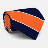 Blauw Sinaasappel en wit gestreept Stropdas (Opgerold)