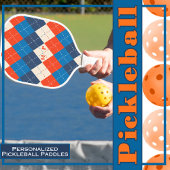 Blauw, Sinaasappel, en Wit Preppy, Sportieve Argyl Pickleball Paddle