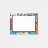 Blauw Sinaasappel en witte Pop Art Flowers Post-it® Notes (Voorkant)