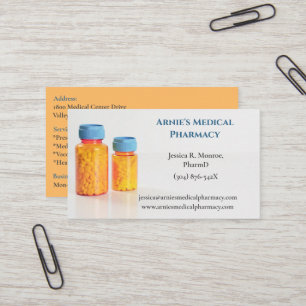Blauw Sinaasappel Flessen Apotheker Apotheek Pille Visitekaartje