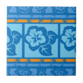 Blauw Sinaasappel Florah Tile Design Tegeltje (Voorkant)