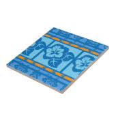 Blauw Sinaasappel Florah Tile Design Tegeltje (Zijkant)