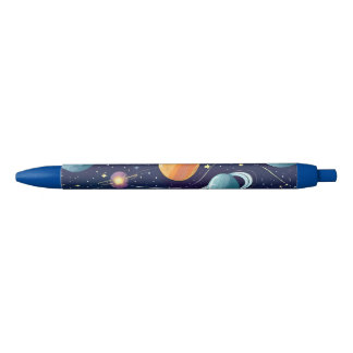 Blauw Sinaasappel Galactische Planeten Scifi Fanta Zwarte Inkt Pen