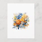 Blauw, Sinaasappel & geel Bloemen bruiloft Gast De Informatiekaartje (Achterkant)