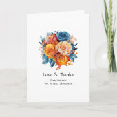 Blauw, Sinaasappel, Geel en Rood Bloemen Bruiloft  Bedankkaart (Voorkant)