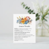 Blauw, Sinaasappel, Geel en Rood Bloemen Gast Deta Informatiekaartje (Staand voorkant)