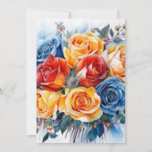 Blauw, Sinaasappel, Geel en Rood Bloemen Vrijgezel Kaart (Achterkant)