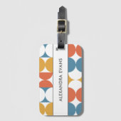 Blauw sinaasappel geel midden eeuw modern monogram bagagelabel (Voorkant (verticaal))