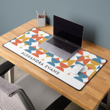 Blauw Sinaasappel geel Retro Print MONOGRAM