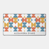 Blauw Sinaasappel geel Retro Print MONOGRAM Bureaumat (Voorkant)