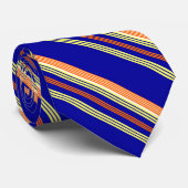 Blauw Sinaasappel geel streep Stropdas (Opgerold)