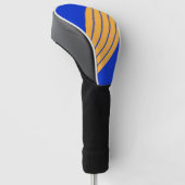Blauw Sinaasappel Gestreept 70s 80s Classic Retro  Golfheadcover (Schuin)