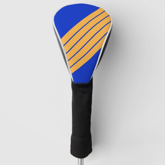 Blauw Sinaasappel Gestreept 70s 80s Classic Retro  Golfheadcover (Voorkant)
