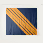 Blauw Sinaasappel Gestreepte jaren 70 jaren 80 Ret Wandkleed (Voorkant (horizontaal))