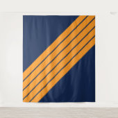 Blauw Sinaasappel Gestreepte jaren 70 jaren 80 Ret Wandkleed (Voorkant)