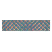 Blauw Sinaasappel Goud Madras Plaid Patroon Korte Tafelloper (Horizontaal)