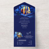 Blauw sinaasappel gouden rif koraal vis onderwater all in one uitnodiging (Binnen)