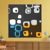 Blauw, Sinaasappel, Grijs Retro Abstract Kunstcanv Canvas Afdruk (Insitu (Woonkamer))