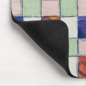 Blauw sinaasappel groen hart gingham Muismat (Hoek)