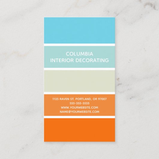 Blauw Sinaasappel Groen Kleurblok Interieurontwerp Visitekaartje (Achterkant)