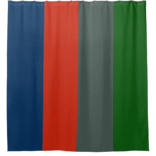 Blauw Sinaasappel Groene Strepen Kleurenblokpatroo Douchegordijn (Voorkant)