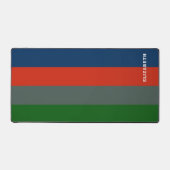 Blauw Sinaasappel Groene Strepen Patroon Gepersona Bureaumat (Voorkant)