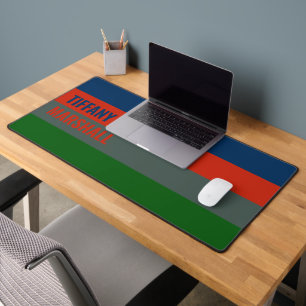 Blauw Sinaasappel Groene Strepen Patroon Gepersona Bureaumat