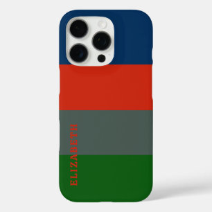 Blauw Sinaasappel Groene Strepen Patroon Gepersona iPhone 16 Pro Hoesje