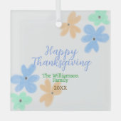 Blauw sinaasappel groene waterverf bloem winterBed Glas Ornament (Voorkant)