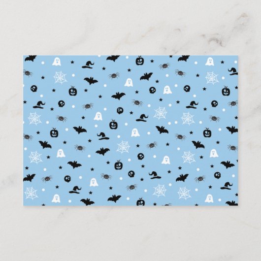 Blauw Sinaasappel Halloween Spooky Boo Luier Raffl Informatiekaartje (Achterkant)