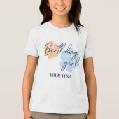 Blauw Sinaasappel Hondenpoot Print Verjaardag Meis Tri-Blend Shirt (Voorkant)