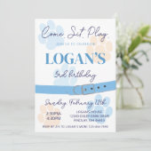 Blauw Sinaasappel Hondenpoot Print Verjaardagsfees Kaart (Staand voorkant)