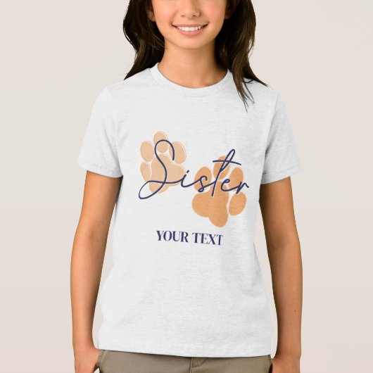 Blauw Sinaasappel Hondenpoot Print Verjaardagsfees Tri-Blend Shirt (Voorkant)