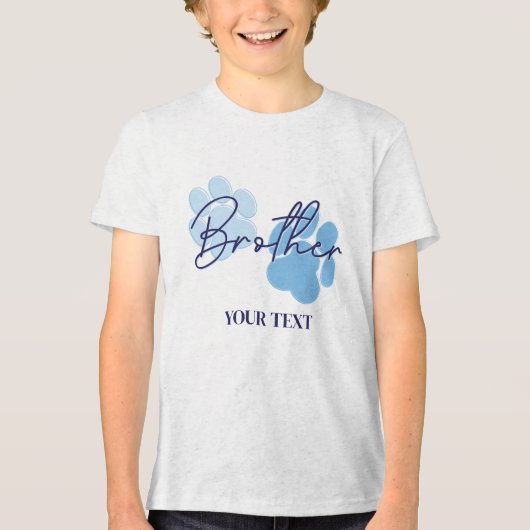 Blauw Sinaasappel Hondenpoot Print Verjaardagsfees Tri-Blend Shirt (Voorkant)