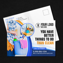 Blauw Sinaasappel Huis Schoonmaak Janitorial Maid  Briefkaart