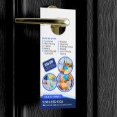 Blauw Sinaasappel Huis Schoonmaak Janitorial Maid Deurhanger