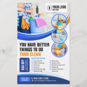 Blauw Sinaasappel Huis Schoonmaak Janitorial Maid  Flyer (Voorkant)