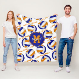blauw sinaasappel Ik hou van volleybalsportzaal vo Fleece Deken