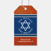 Blauw Sinaasappel Jersey Basketbal Bar Mitzvah Cadeaulabel (Voorkant)